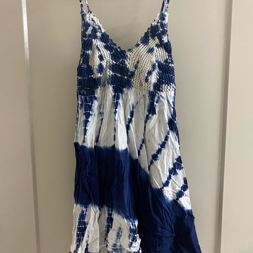 Blue and white tie dye dress